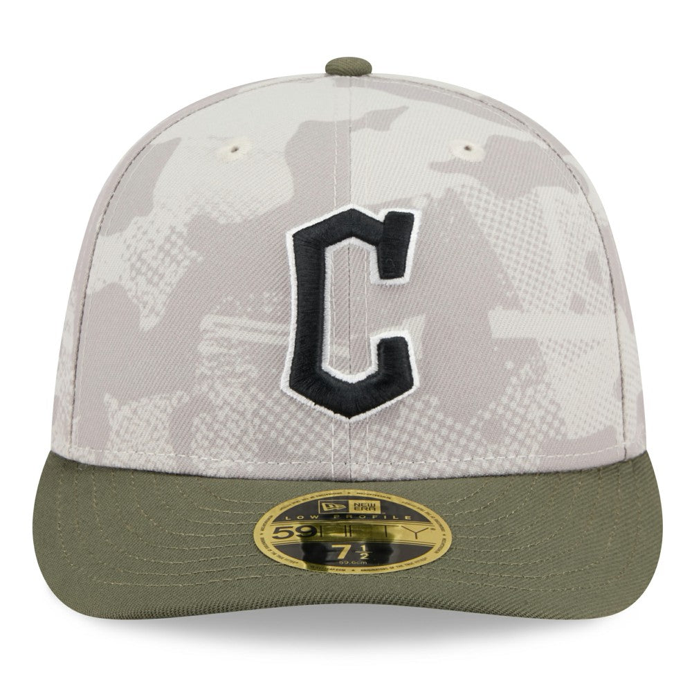 Cleveland Guardians 2025 Armed Forces Day Low Profile 59FIFTY Fitted Hat Light Beige/Olive | New Era