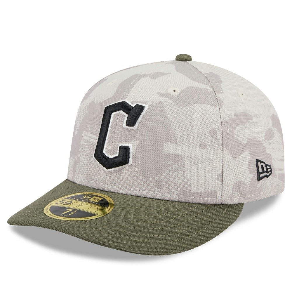 Cleveland Guardians 2025 Armed Forces Day Low Profile 59FIFTY Fitted Hat Light Beige/Olive | New Era