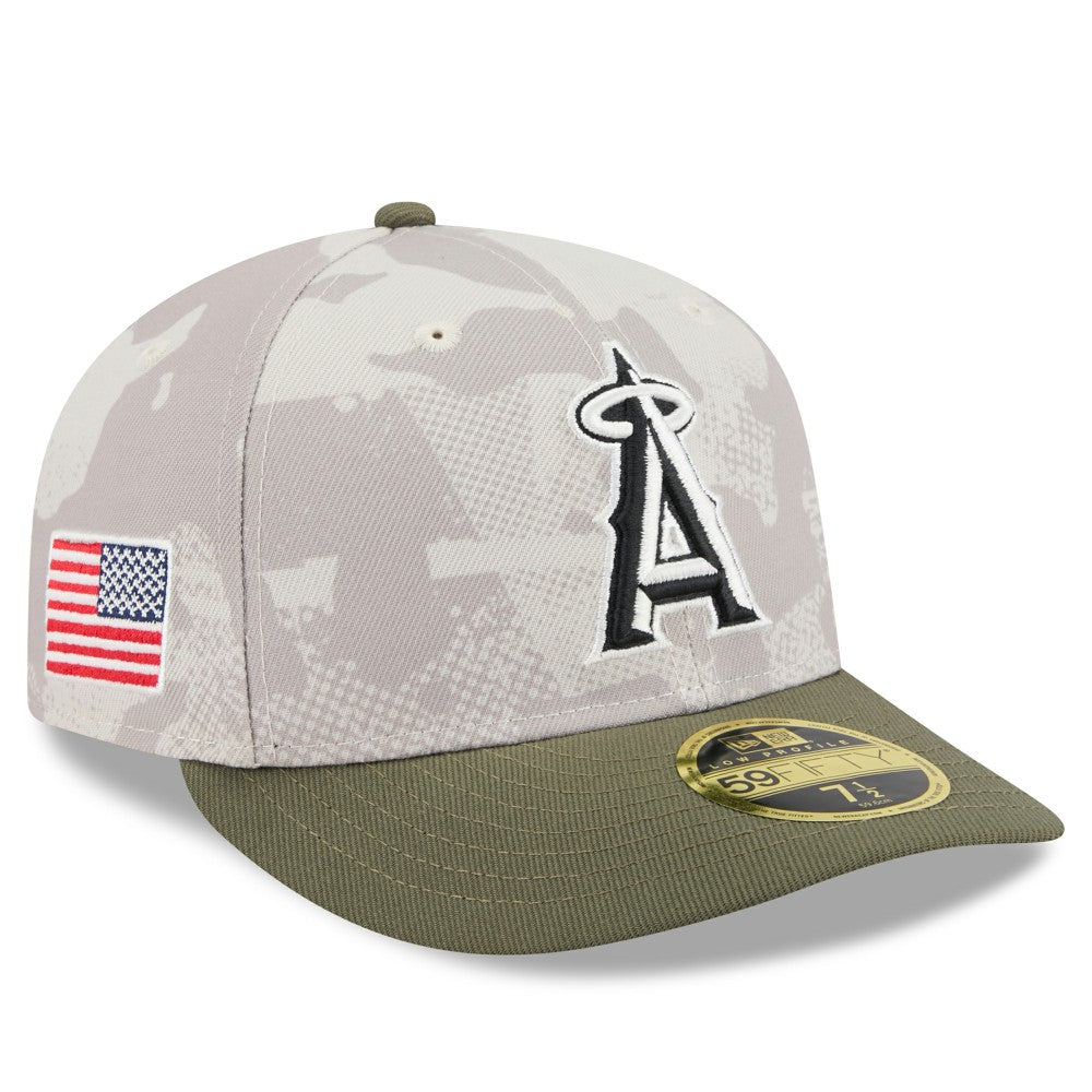 Los Angeles Angels 2025 Armed Forces Day Low Profile 59FIFTY Fitted Hat Light Beige/Olive | New Era