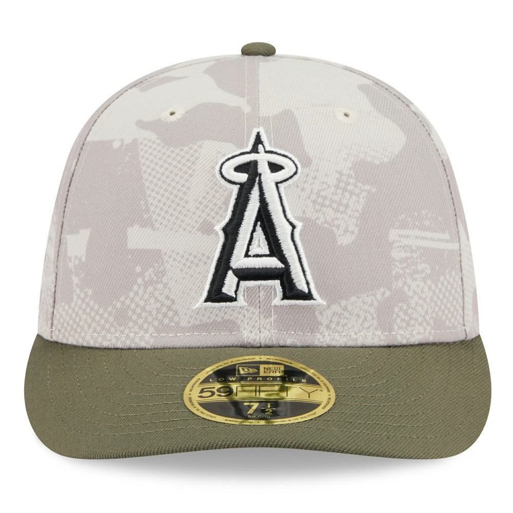 Los Angeles Angels 2025 Armed Forces Day Low Profile 59FIFTY Fitted Hat Light Beige/Olive | New Era