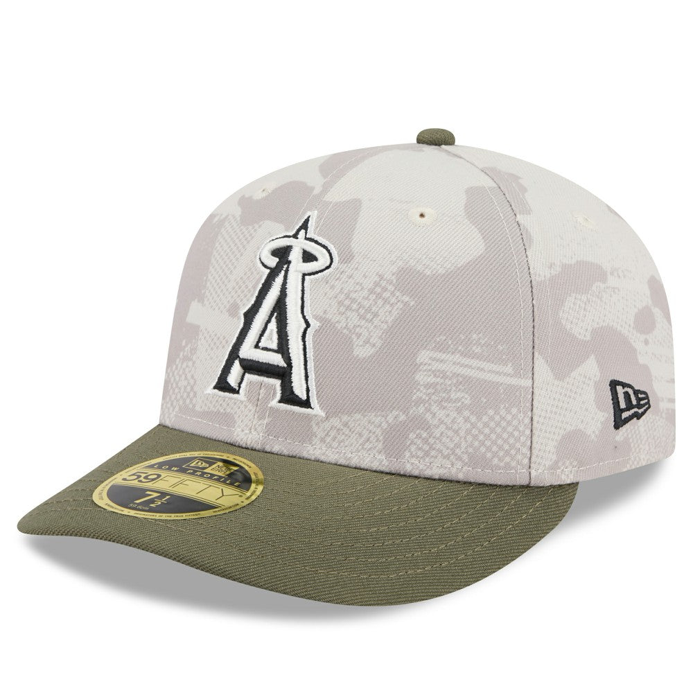 Los Angeles Angels 2025 Armed Forces Day Low Profile 59FIFTY Fitted Hat Light Beige/Olive | New Era