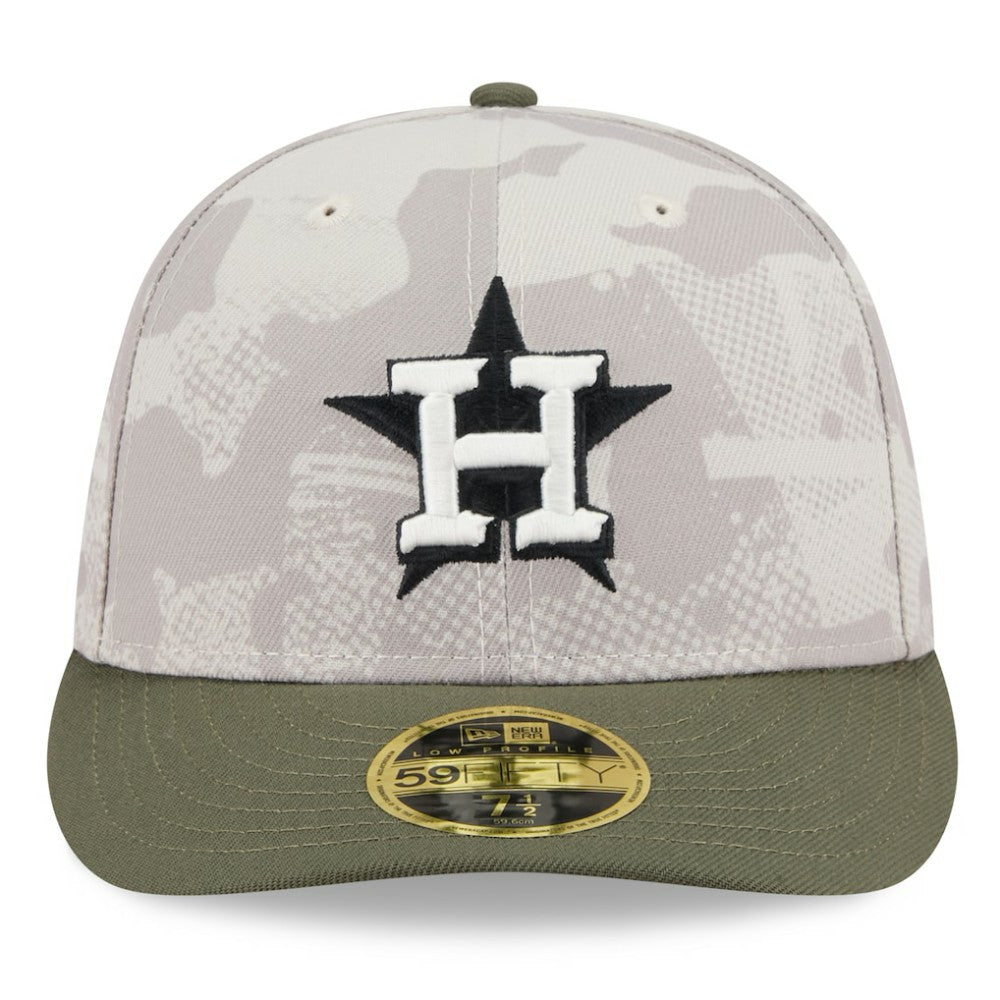 Houston Astros 2025 Armed Forces Day Low Profile 59FIFTY Fitted Hat Light Beige/Olive | New Era