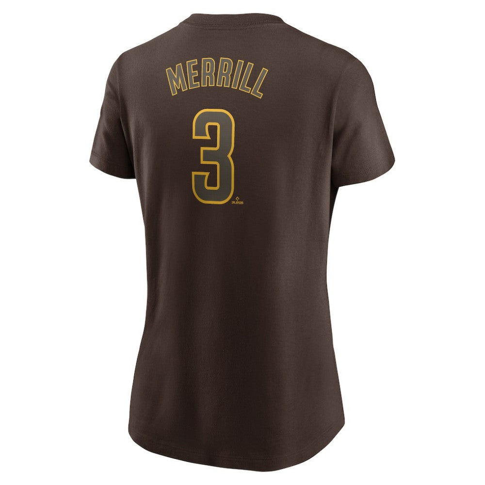 Jackson Merrill San Diego Padres Women's Cooperstown Collection Fuse Name & Number T-Shirt Brown | Nike