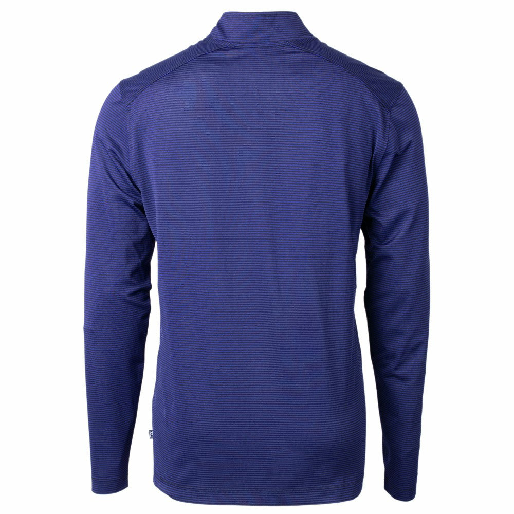 Kansas City Royals Cutter & Buck Big & Tall Virtue Eco Pique Micro Stripe Recycled Quarter-Zip Pullover Top Blue
