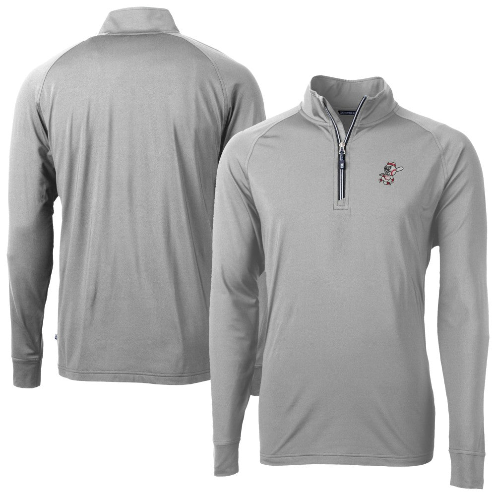 Cincinnati Reds Cutter & Buck Adapt Eco Knit Stretch Recycled Big & Tall Quarter-Zip Pullover Top Gray