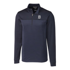 Detroit Tigers Cutter & Buck Big & Tall Traverse Stripe Stretch DryTec Quarter-Zip Top Navy