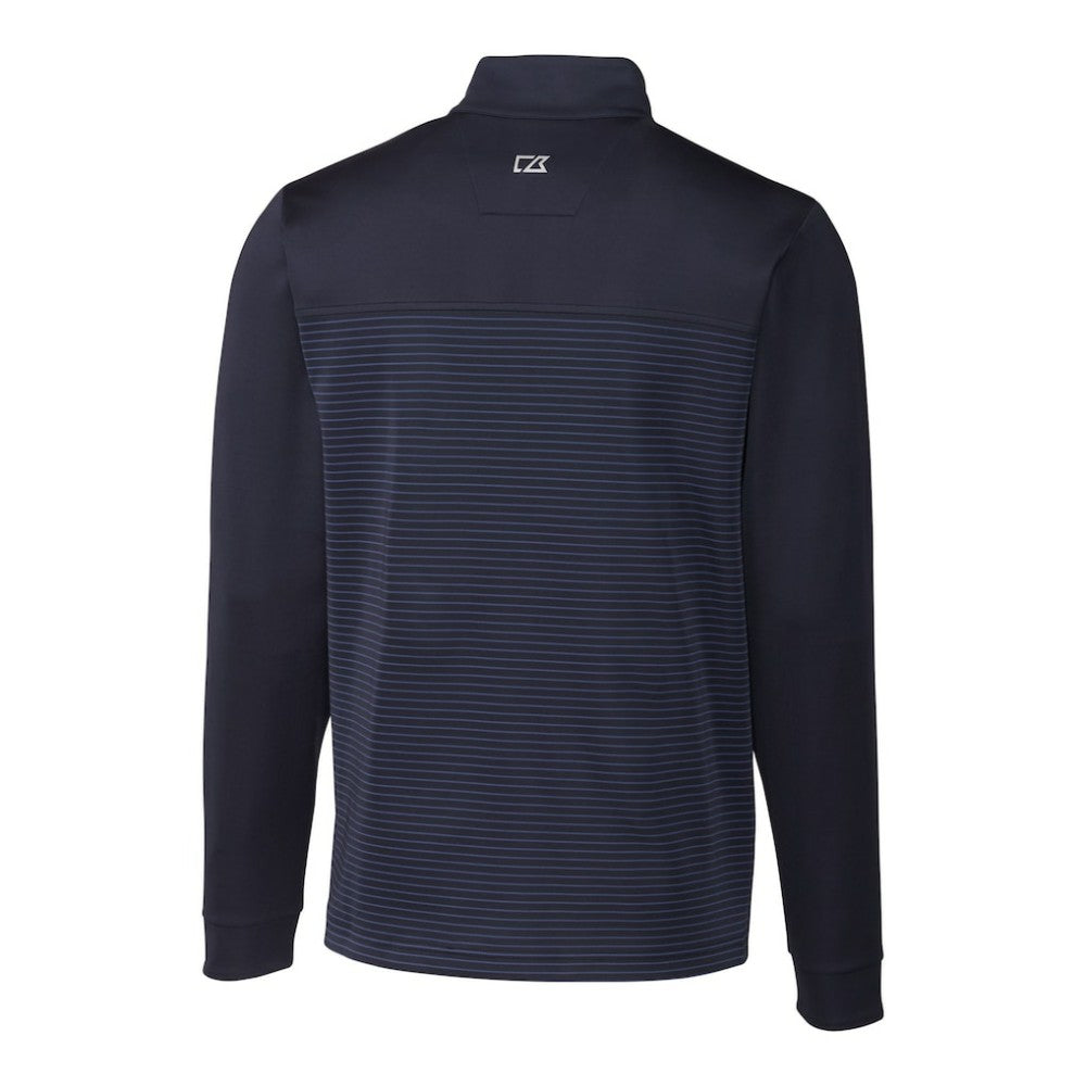 Detroit Tigers Cutter & Buck Big & Tall Traverse Stripe Stretch DryTec Quarter-Zip Top Navy