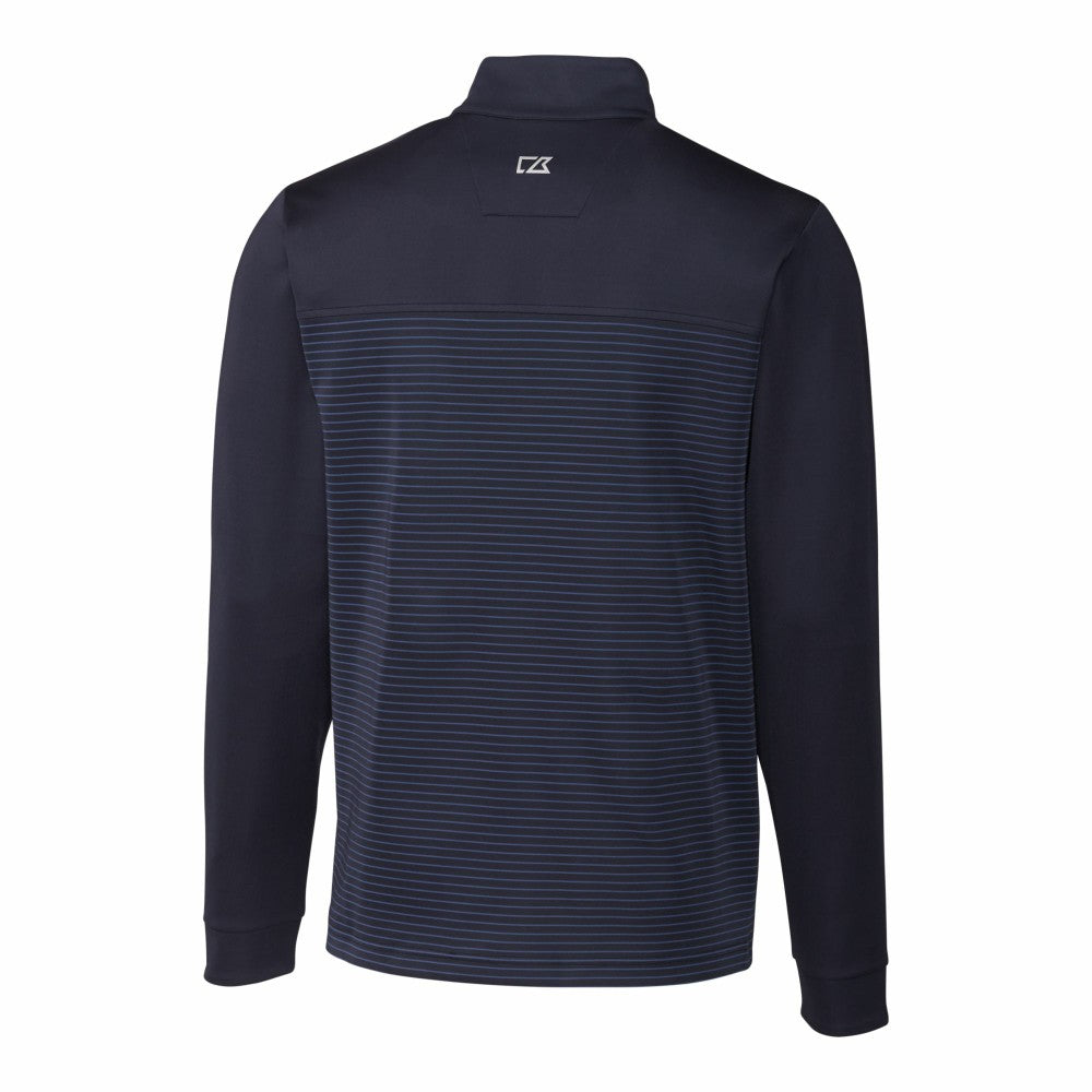 Cleveland Guardians Cutter & Buck Big & Tall Traverse Stretch Eco Stripe DryTec Quarter-Zip Top Navy