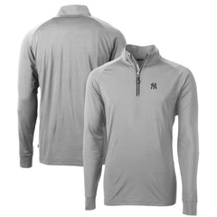 New York Yankees Cutter & Buck Big & Tall Adapt Eco Knit Stretch Recycled Quarter-Zip Pullover Top Gray