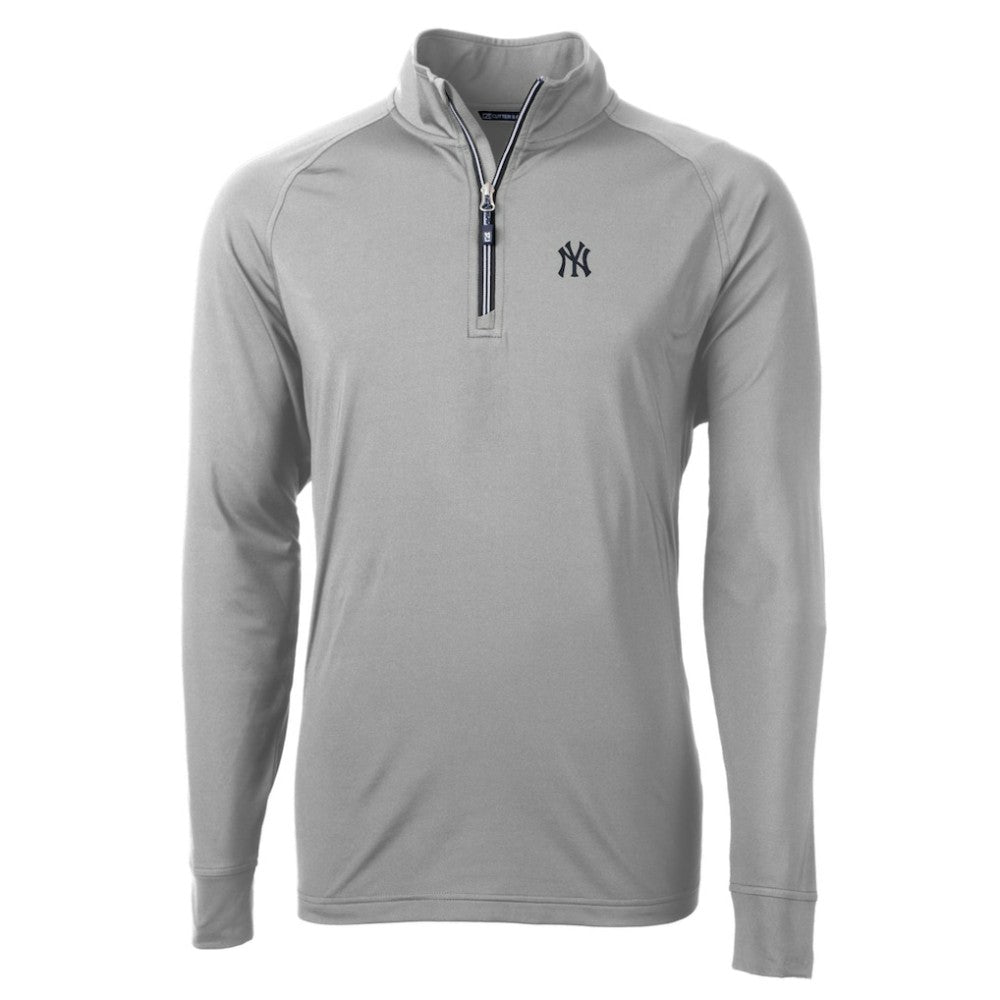 New York Yankees Cutter & Buck Big & Tall Adapt Eco Knit Stretch Recycled Quarter-Zip Pullover Top Gray