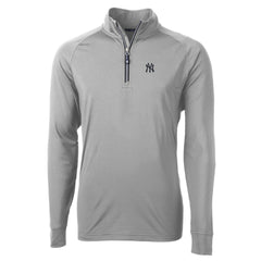 New York Yankees Cutter & Buck Big & Tall Adapt Eco Knit Stretch Recycled Quarter-Zip Pullover Top Gray