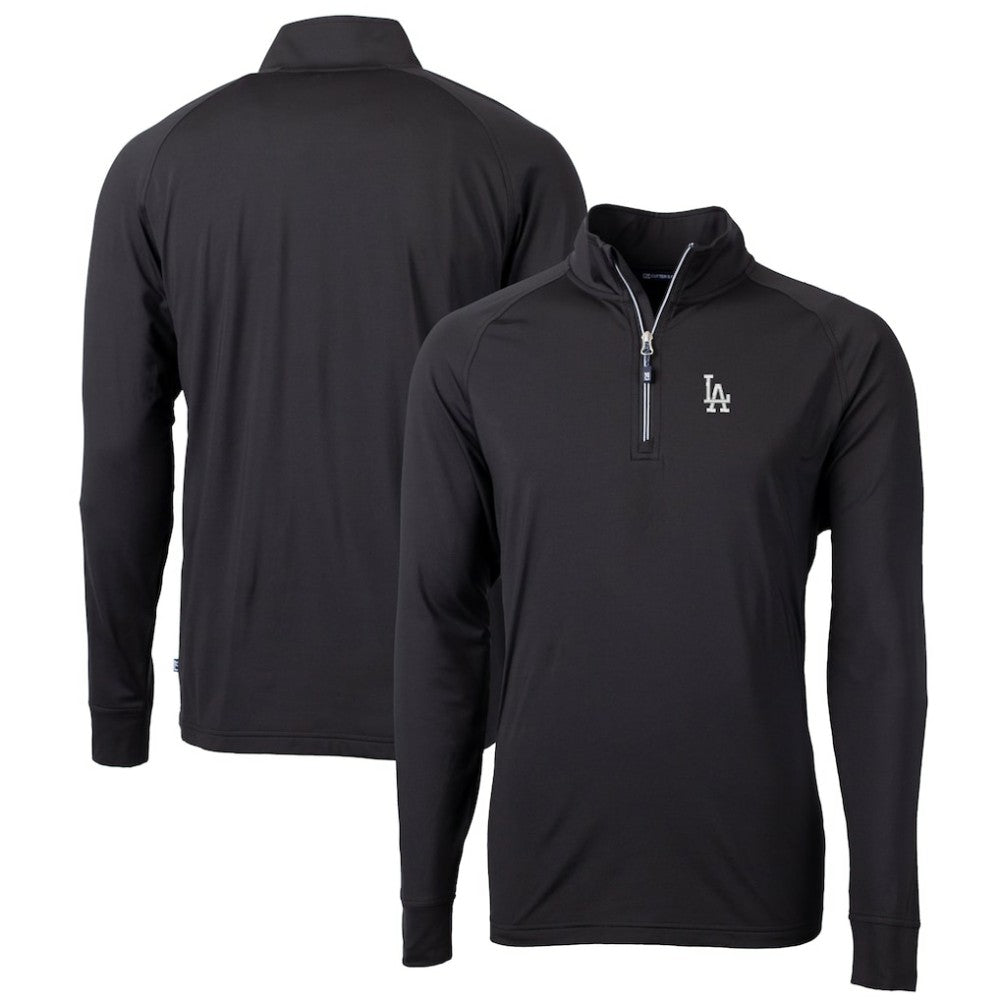 Los Angeles Dodgers Cutter & Buck Big & Tall Adapt Eco Knit Stretch Recycled Quarter-Zip Pullover Top Black