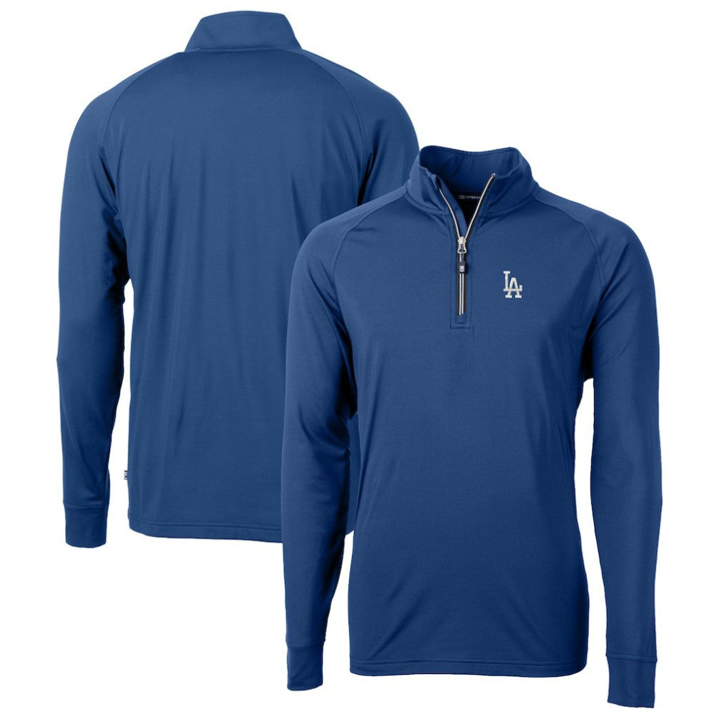 Los Angeles Dodgers Cutter & Buck Big & Tall Adapt Eco Knit Stretch Recycled Quarter-Zip Pullover Top Blue