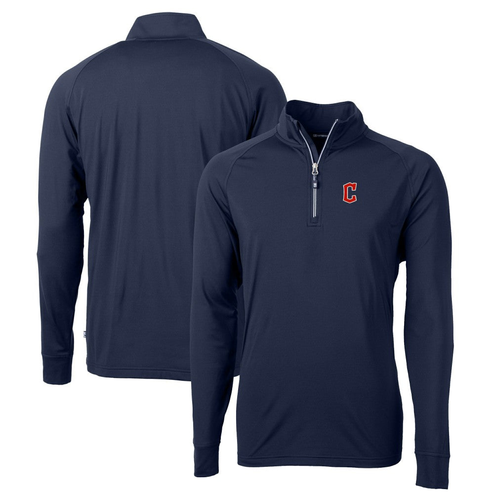 Cleveland Guardians Cutter & Buck Big & Tall Adapt Eco Knit Stretch Recycled Quarter-Zip Pullover Top Navy