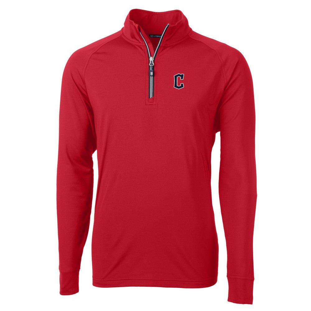 Cleveland Guardians Cutter & Buck Big & Tall Adapt Eco Knit Stretch Recycled Quarter-Zip Pullover Top Red