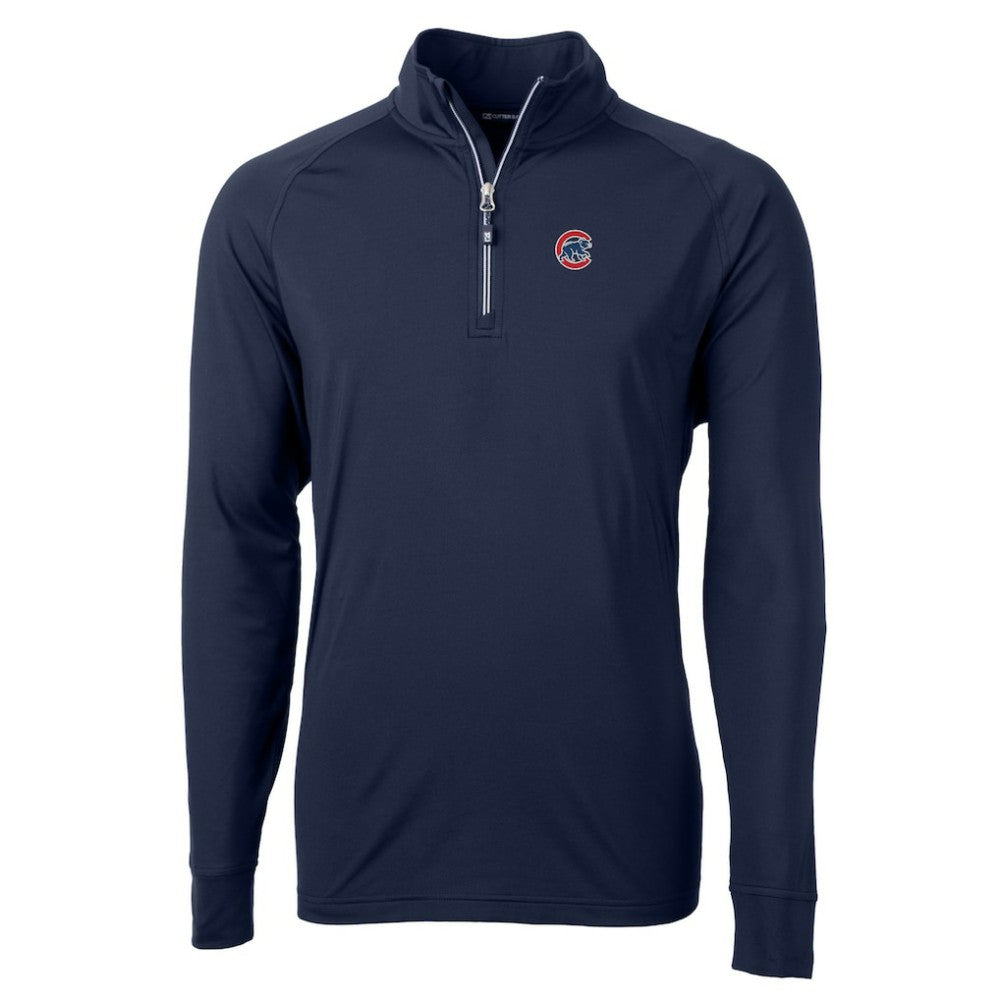Chicago Cubs Cutter & Buck Big & Tall Adapt Eco Knit Stretch Recycled Quarter-Zip Pullover Top Navy
