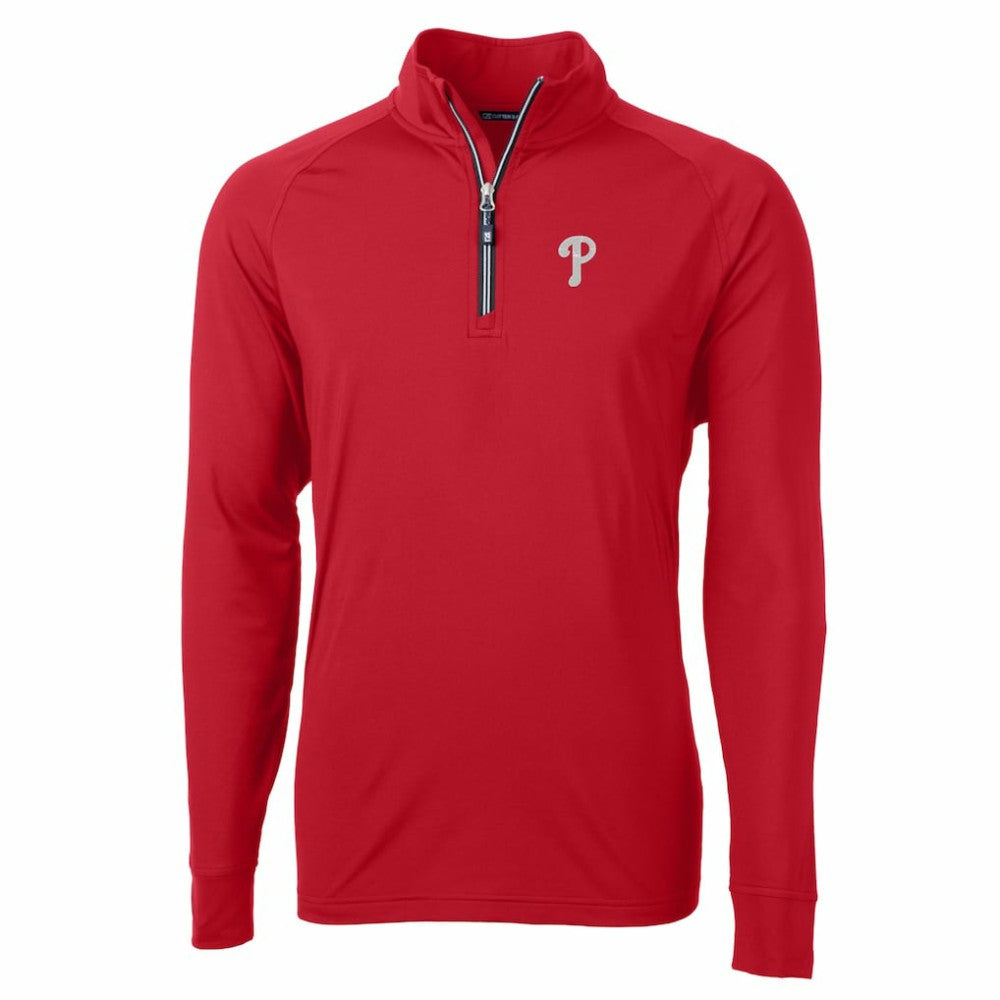 Philadelphia Phillies Cutter & Buck Big & Tall Adapt Eco Knit Stretch Recycled Quarter-Zip Pullover Top Red