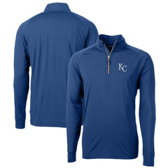 Kansas City Royals Cutter & Buck Big & Tall Adapt Eco Knit Stretch Recycled Quarter-Zip Pullover Top Blue