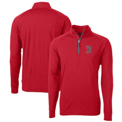 Boston Red Sox Cutter & Buck Big & Tall Adapt Eco Knit Stretch Recycled Quarter-Zip Pullover Top Red