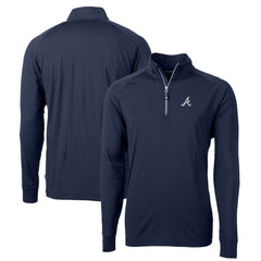 Atlanta Braves Cutter & Buck Big & Tall Adapt Eco Knit Stretch Recycled Quarter-Zip Pullover Top Navy