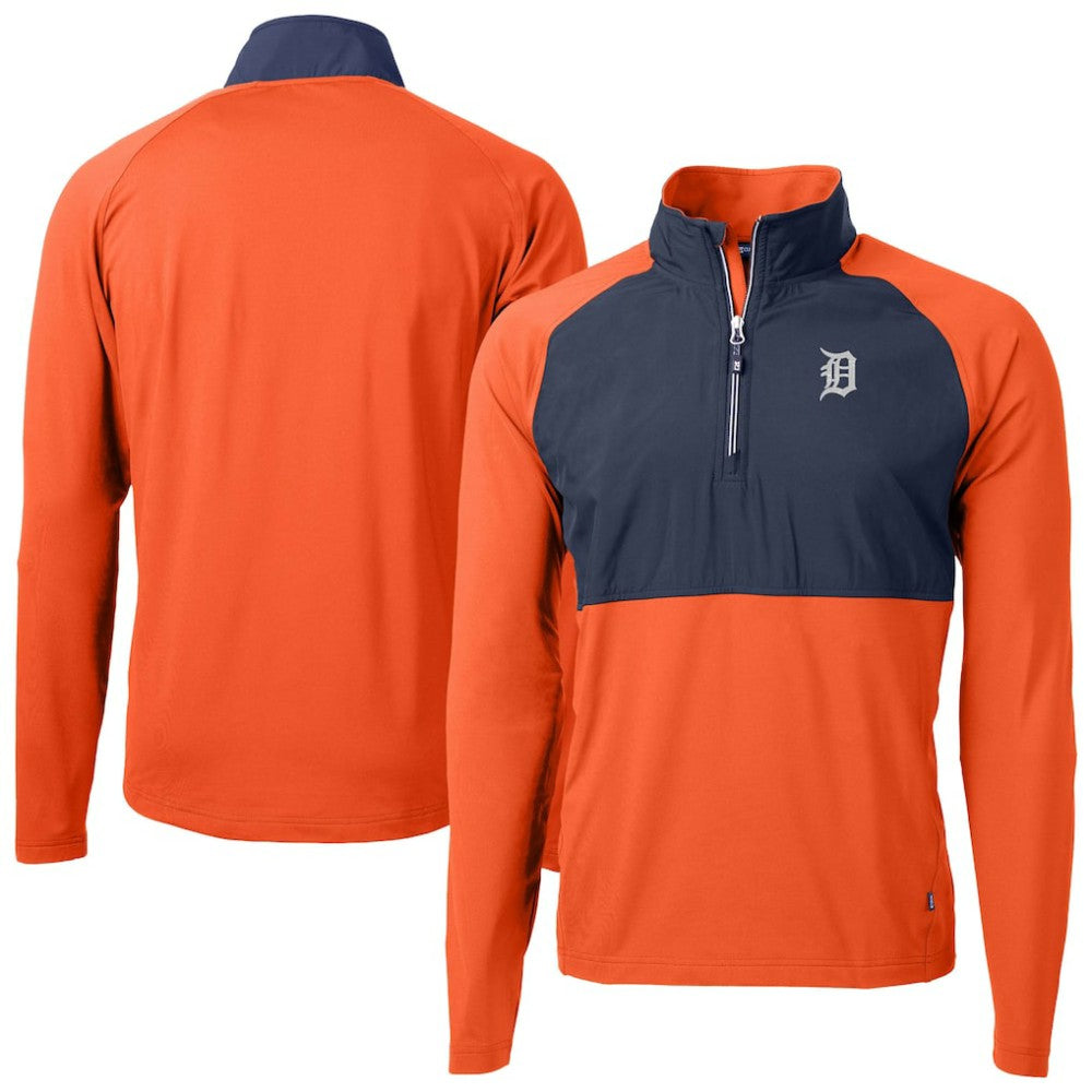 Detroit Tigers Cutter & Buck Adapt Eco Knit Hybrid Recycled Quarter-Zip Jacket Orange