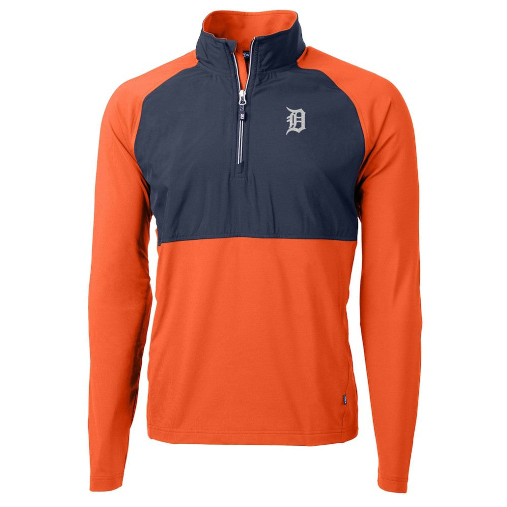 Detroit Tigers Cutter & Buck Adapt Eco Knit Hybrid Recycled Quarter-Zip Jacket Orange