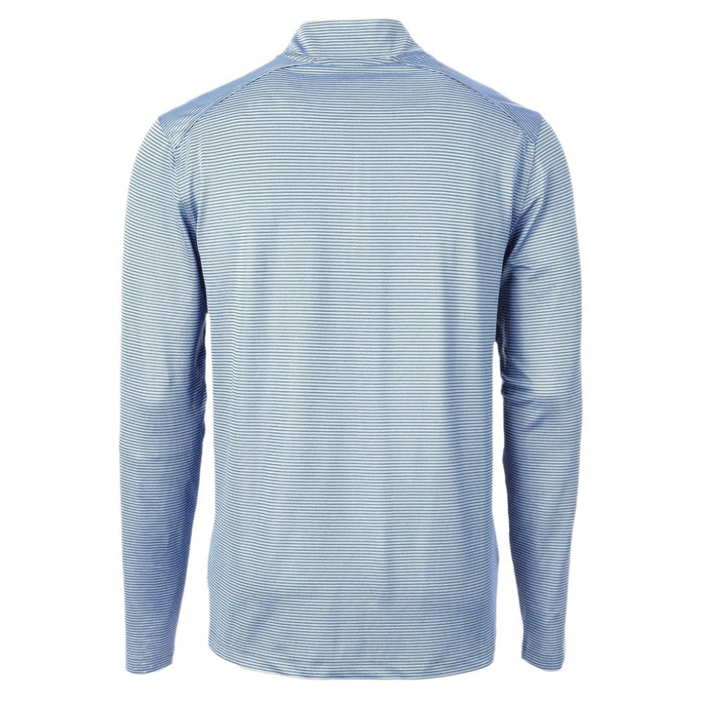 Tampa Bay Rays Cutter & Buck Virtue Eco Pique Micro Stripe Recycled Quarter-Zip Pullover Top Light Blue