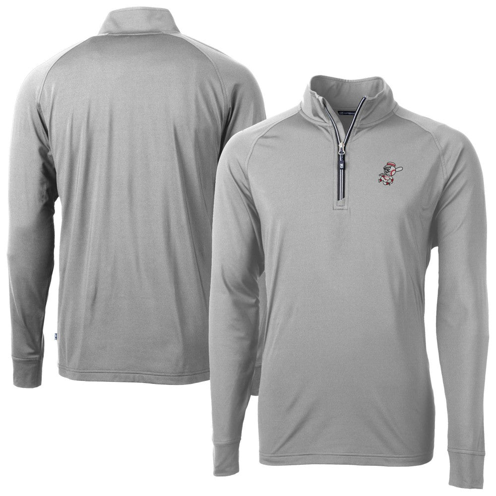 Cincinnati Reds Cutter & Buck Mr. Redlegs Adapt Eco Knit Stretch Recycled Quarter-Zip Pullover Top Gray