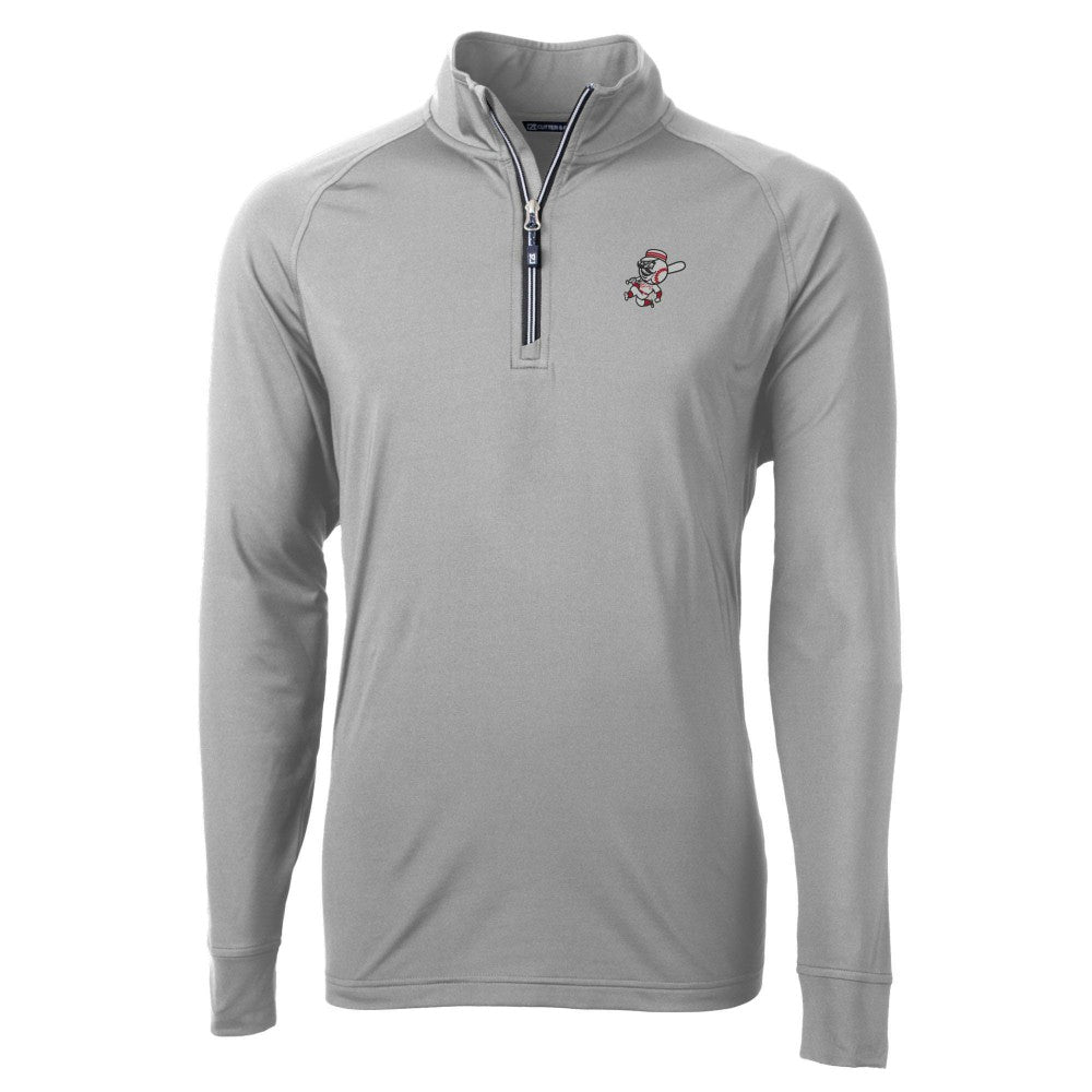 Cincinnati Reds Cutter & Buck Mr. Redlegs Adapt Eco Knit Stretch Recycled Quarter-Zip Pullover Top Gray