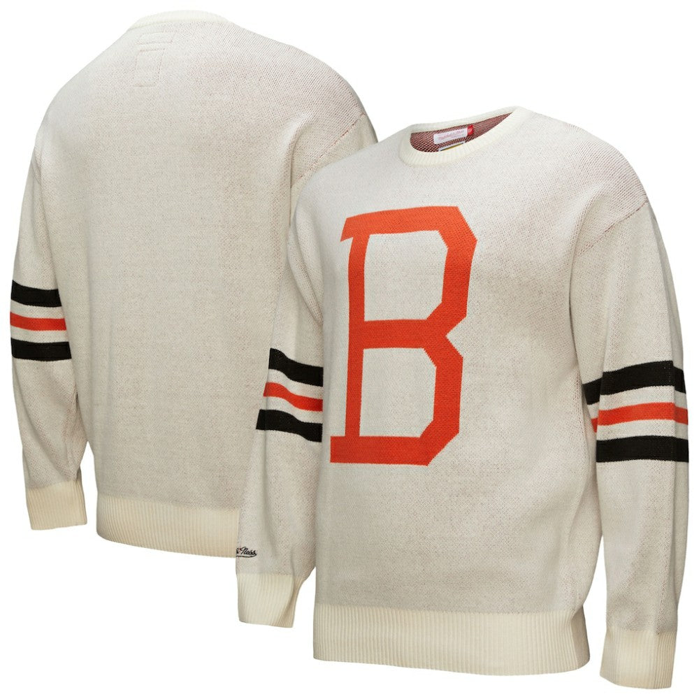 Baltimore Orioles Retro Pullover Sweater Cream | Mitchell & Ness