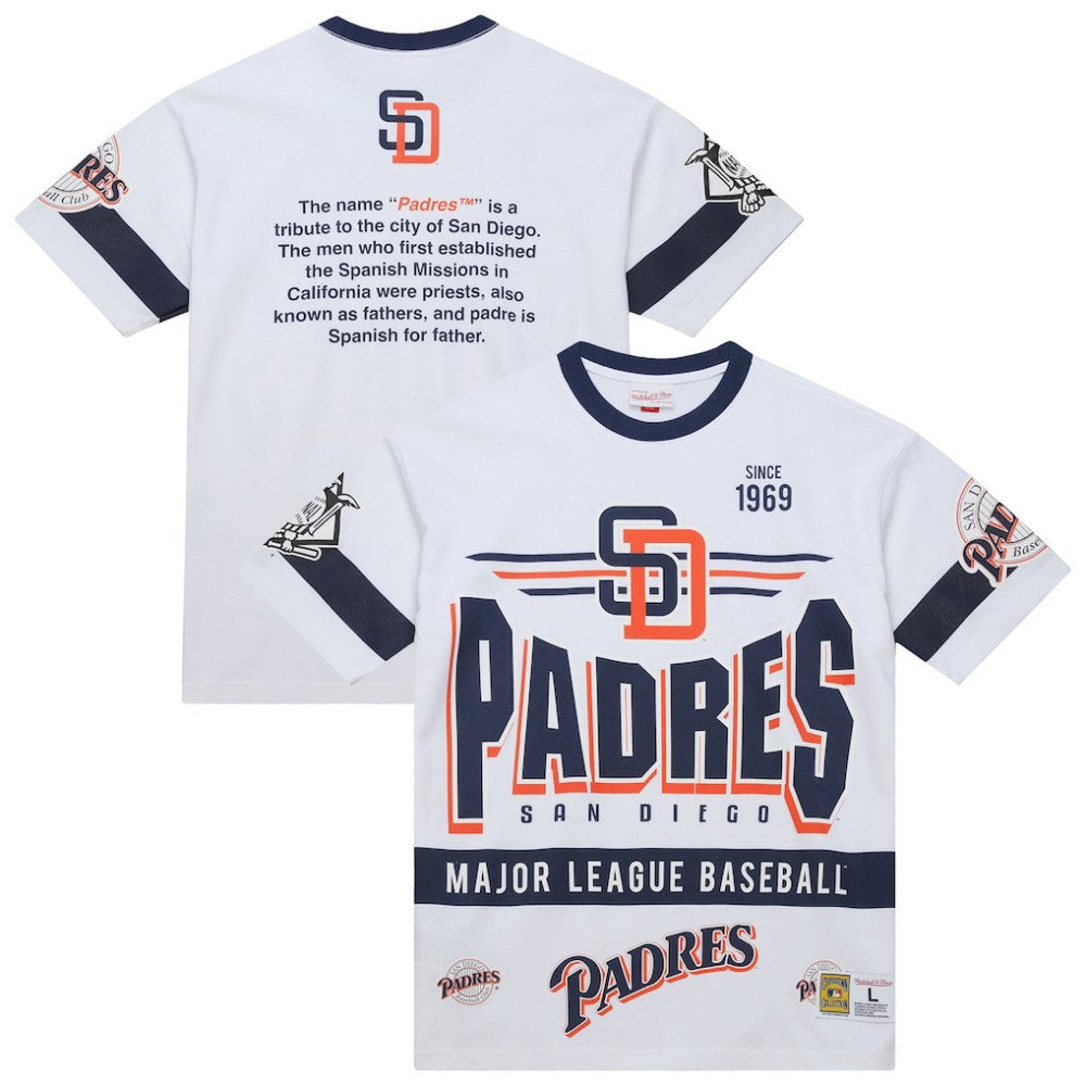 San Diego Padres Cooperstown Collection Team Origins Premium T-Shirt White | Mitchell & Ness