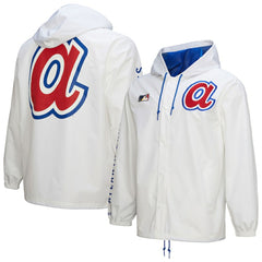 Atlanta Braves Vintage Full-Snap Hooded Coaches Jacket White | Mitchell & Ness