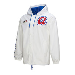 Atlanta Braves Vintage Full-Snap Hooded Coaches Jacket White | Mitchell & Ness