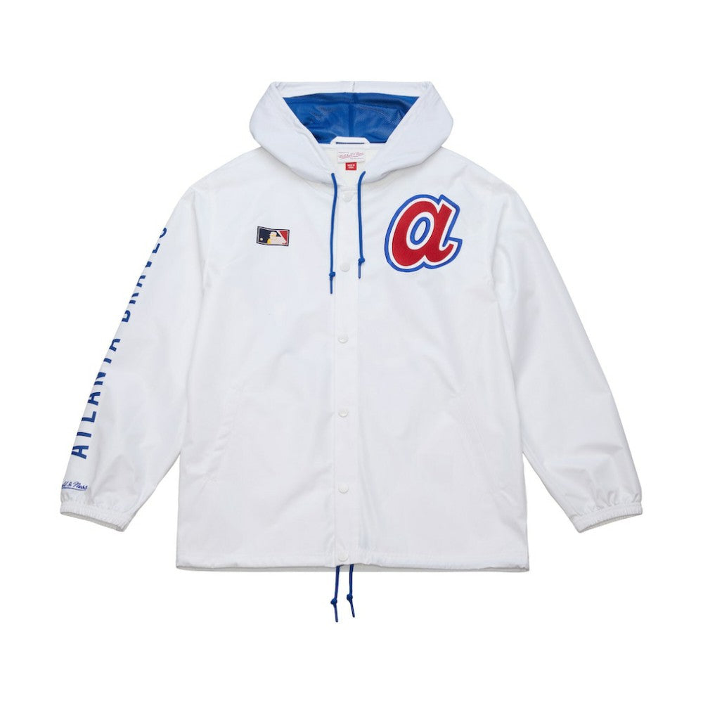 Atlanta Braves Vintage Full-Snap Hooded Coaches Jacket White | Mitchell & Ness