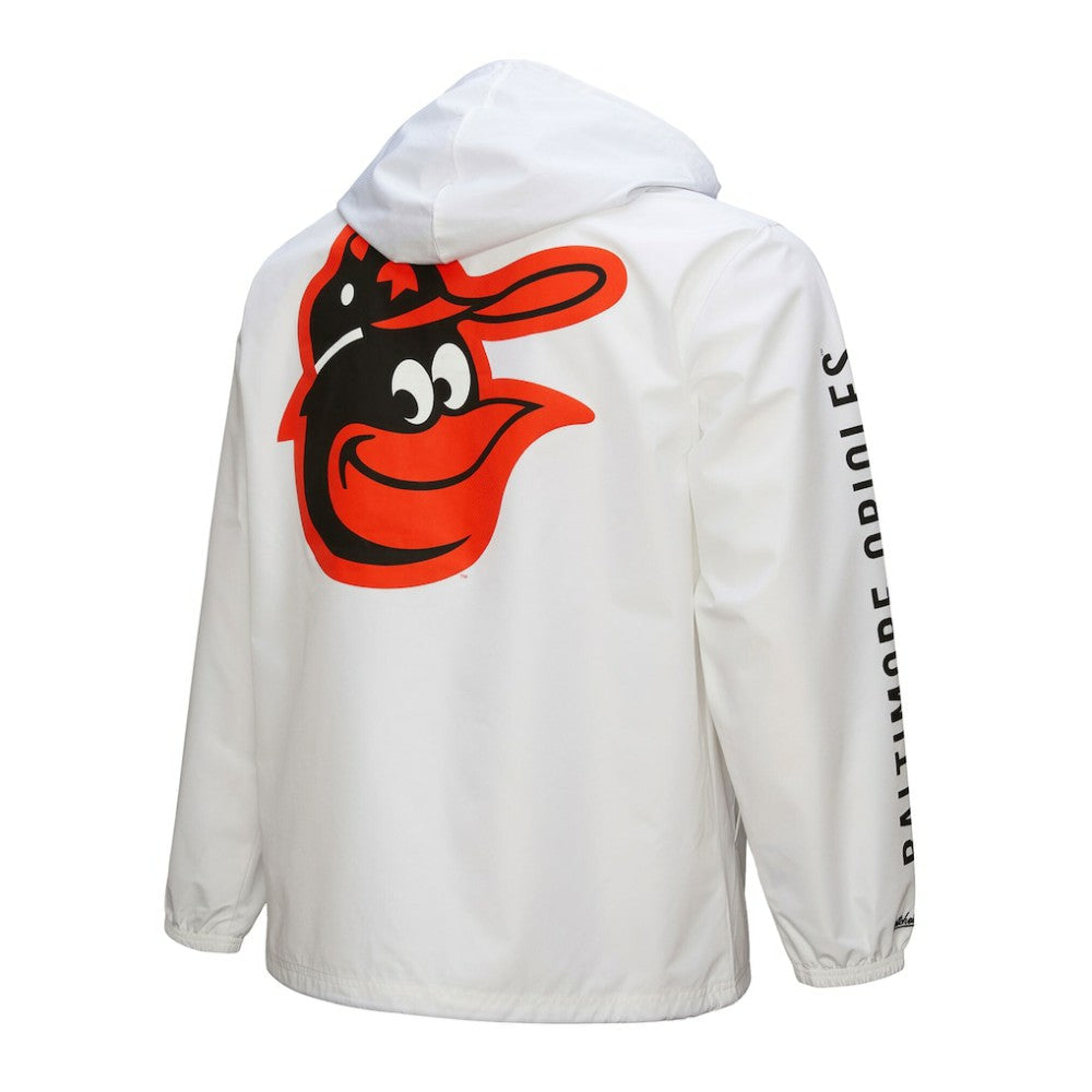 Baltimore Orioles Vintage Full-Snap Hooded Coaches Jacket White | Mitchell & Ness