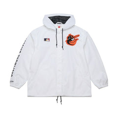 Baltimore Orioles Vintage Full-Snap Hooded Coaches Jacket White | Mitchell & Ness