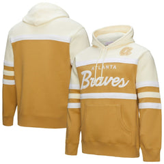 Atlanta Braves Head Coach Pullover Hoodie Tan/Cream | Mitchell & Ness