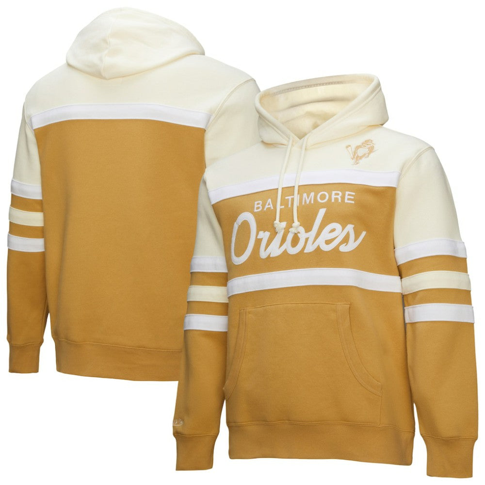 Baltimore Orioles Head Coach Pullover Hoodie Tan/Cream | Mitchell & Ness