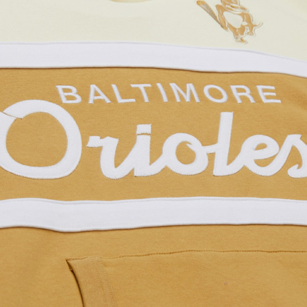 Baltimore Orioles Head Coach Pullover Hoodie Tan/Cream | Mitchell & Ness