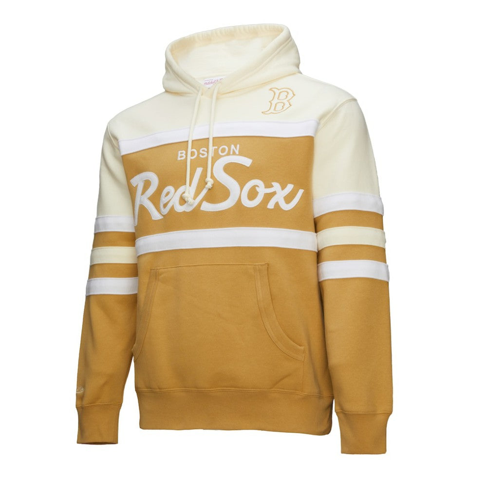 Boston Red Sox Head Coach Pullover Hoodie Tan/Cream | Mitchell & Ness