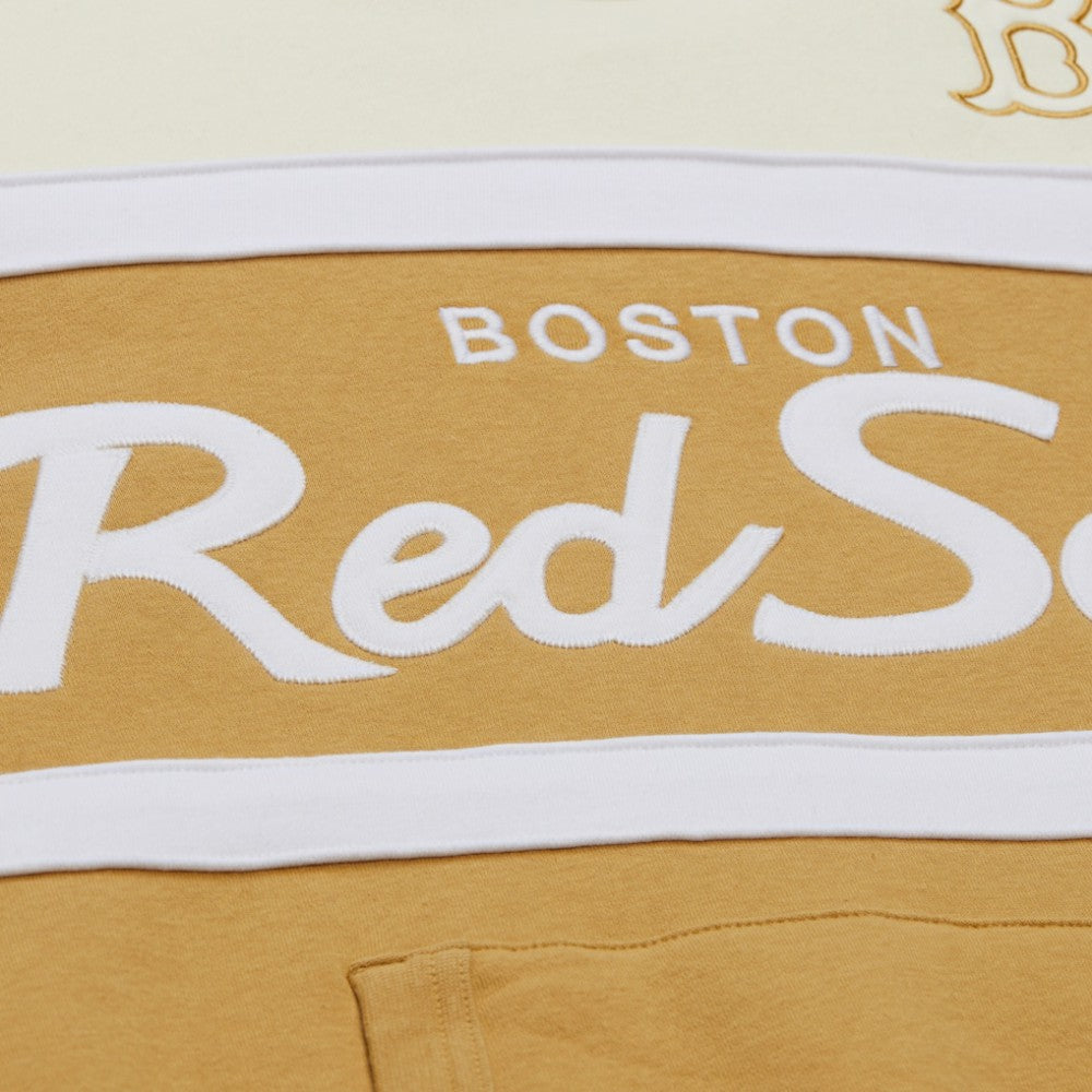 Boston Red Sox Head Coach Pullover Hoodie Tan/Cream | Mitchell & Ness