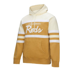 Cincinnati Reds Head Coach Pullover Hoodie Tan/Cream | Mitchell & Ness