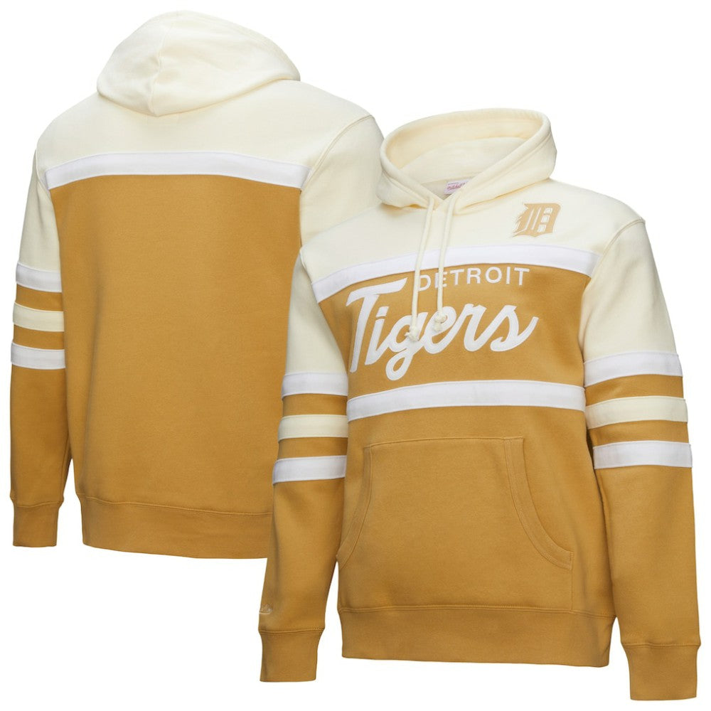 Detroit Tigers Head Coach Pullover Hoodie Tan/Cream | Mitchell & Ness