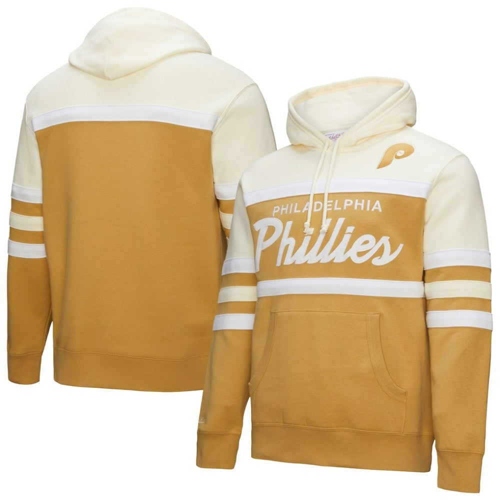 Philadelphia Phillies Head Coach Pullover Hoodie Tan/Cream | Mitchell & Ness