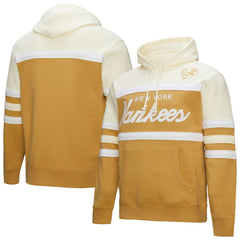 New York Yankees Head Coach Pullover Hoodie Tan/Cream | Mitchell & Ness