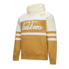 New York Yankees Head Coach Pullover Hoodie Tan/Cream | Mitchell & Ness
