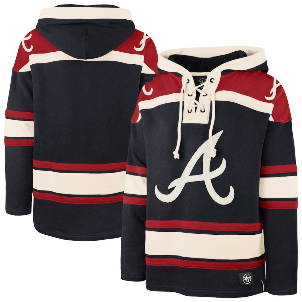 Atlanta Braves Superior Lacer Pullover Hoodie Navy | 47 brand