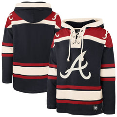 Atlanta Braves Superior Lacer Pullover Hoodie Navy | 47 brand