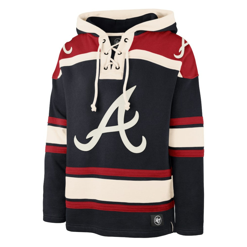 Atlanta Braves Superior Lacer Pullover Hoodie Navy | 47 brand