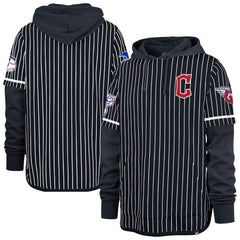 Cleveland Guardians Pinstripe Double Header Pullover Hoodie Navy | 47 brand